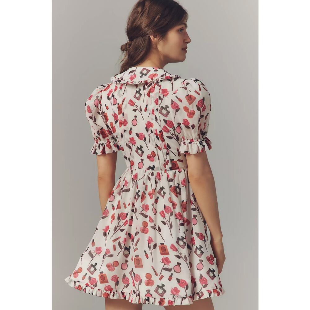 nwt ANTHROPOLOGIE MAEVE sz L Anisa Makhoul Puff Sleeve Bow Front Dress - Picture 4 of 4